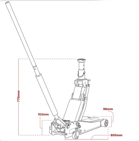 Sealey Low Profile High Lift Trolley Jack 2/3 Tonne 3200LEHL