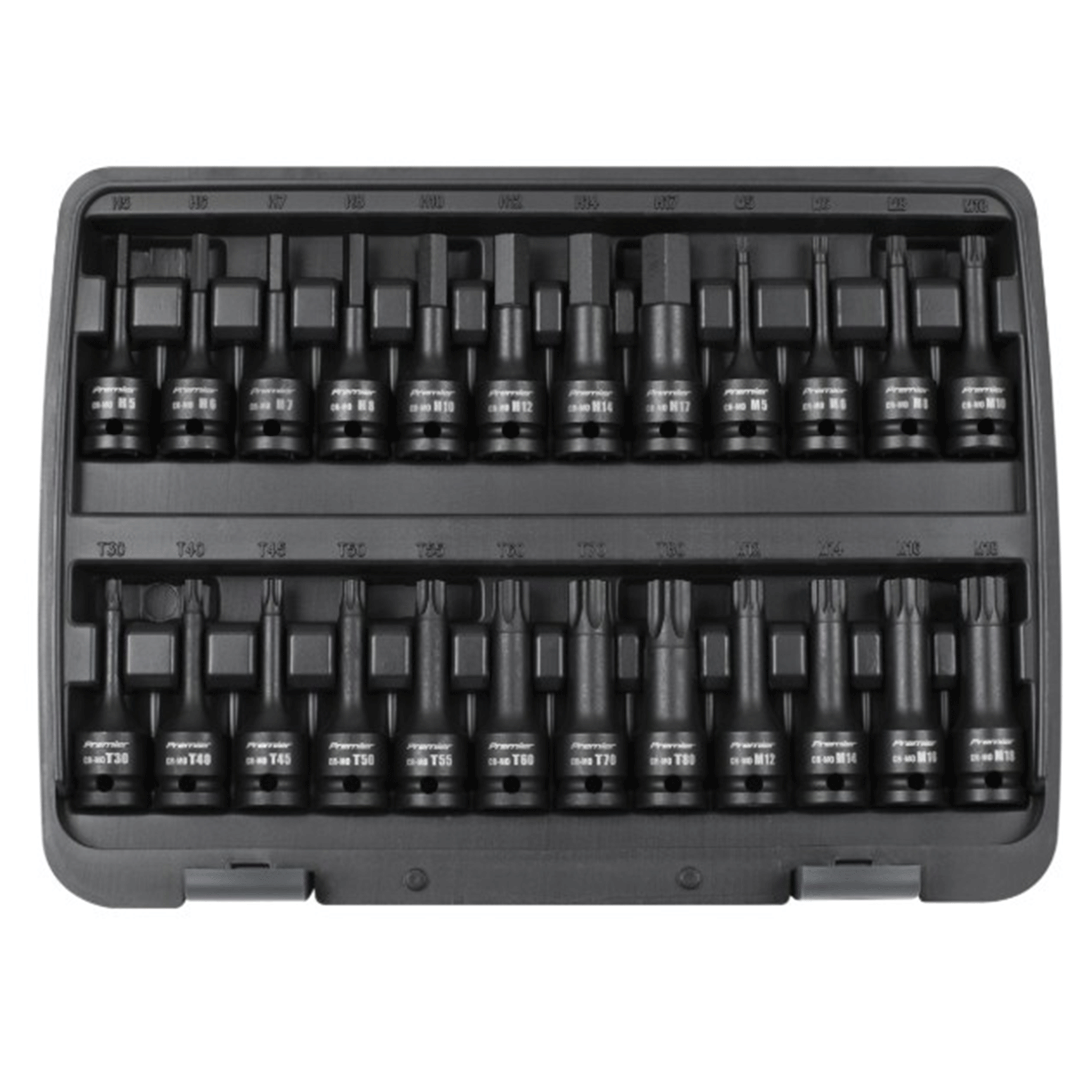 Sealey Premier Hex/TRX-Star/Spline Impact Socket Bit Set 1/2''Sq Drive 24pc