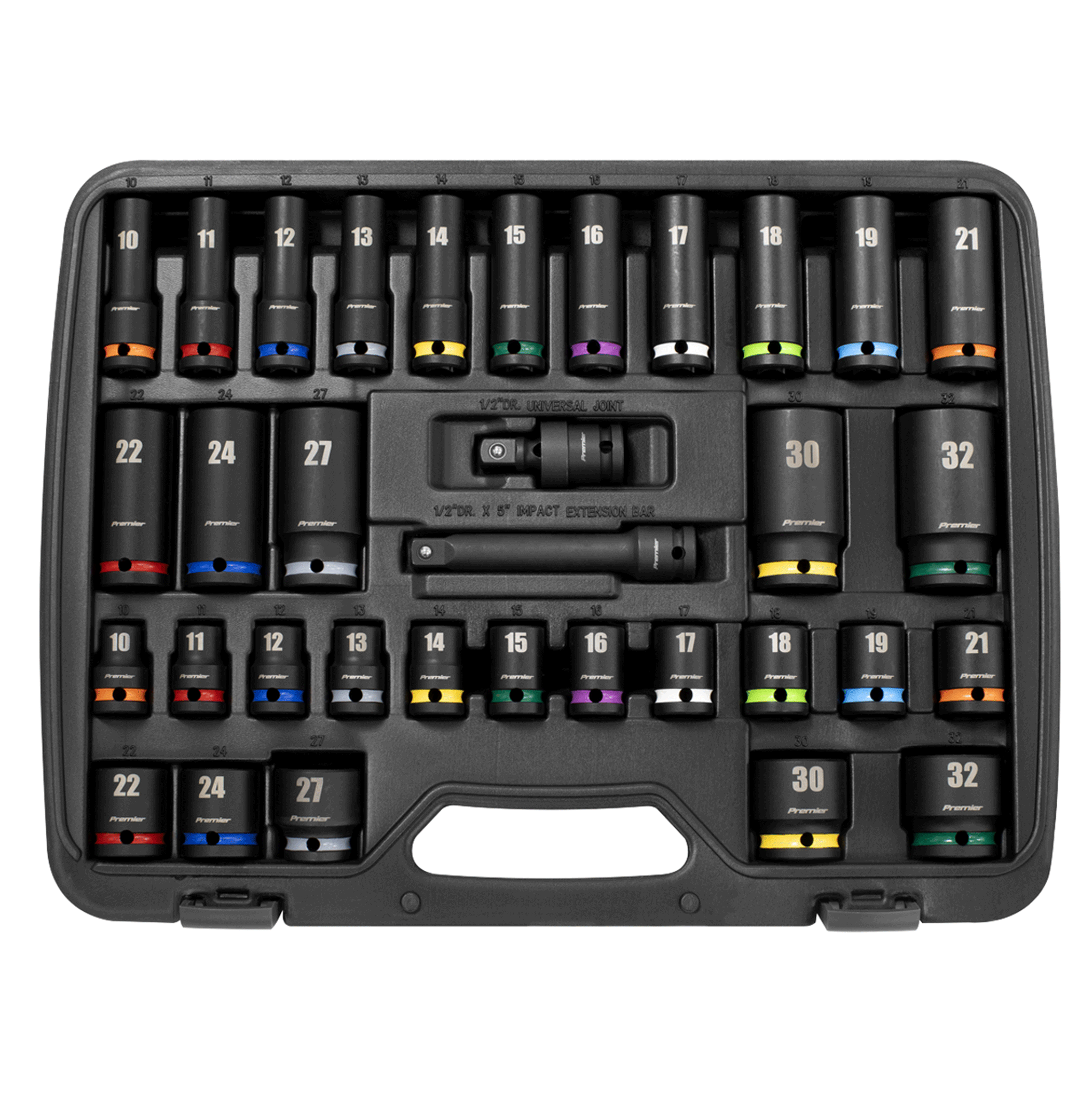 Sealey Premier Impact Socket Set 1/2"Sq Drive 34pc