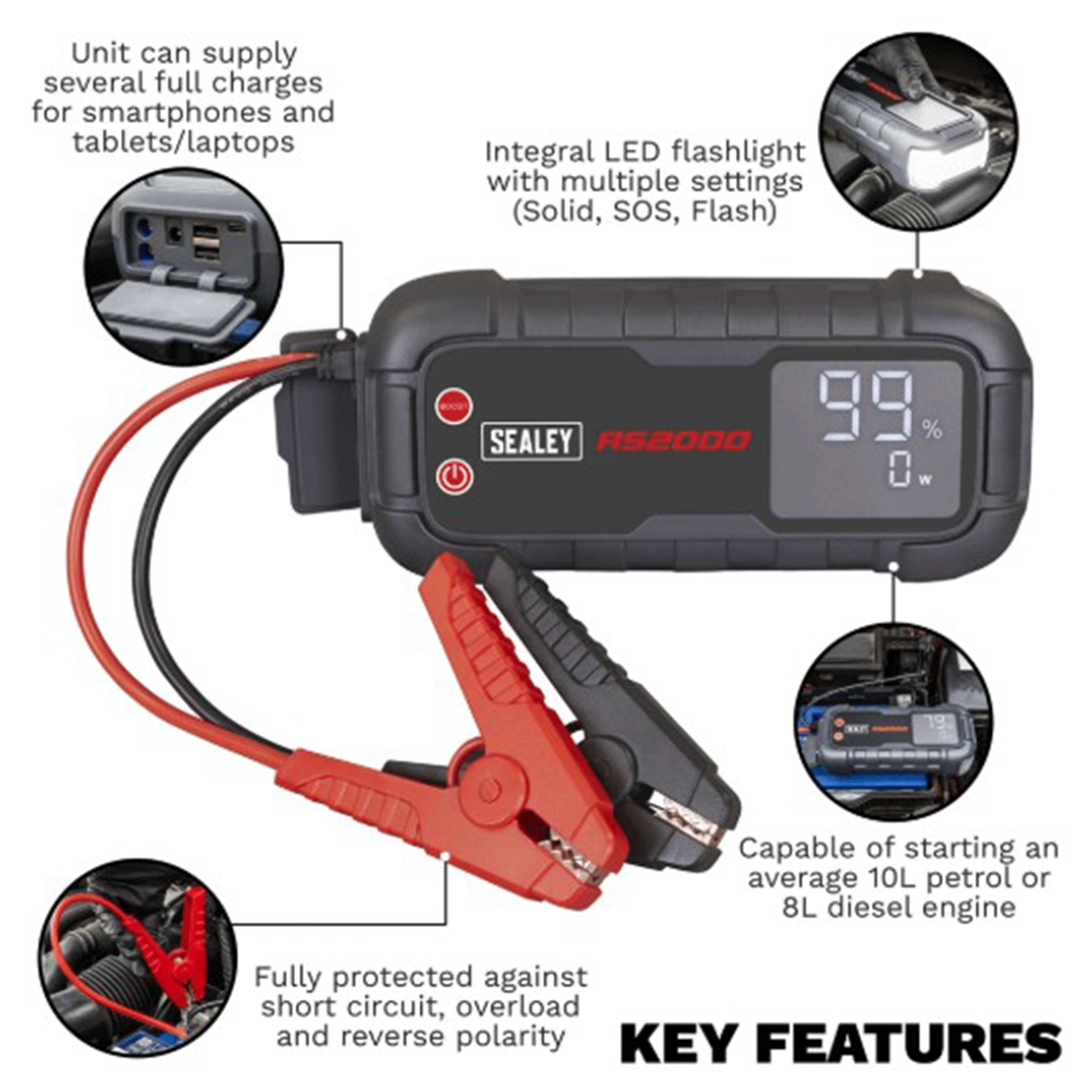 Sealey RoadStart 12V Jump Starter Power Pack 2000A