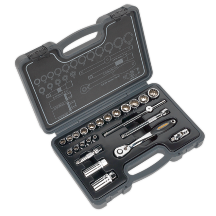 Sealey Socket Set 24pc 38Sq Drive Total Drive 1