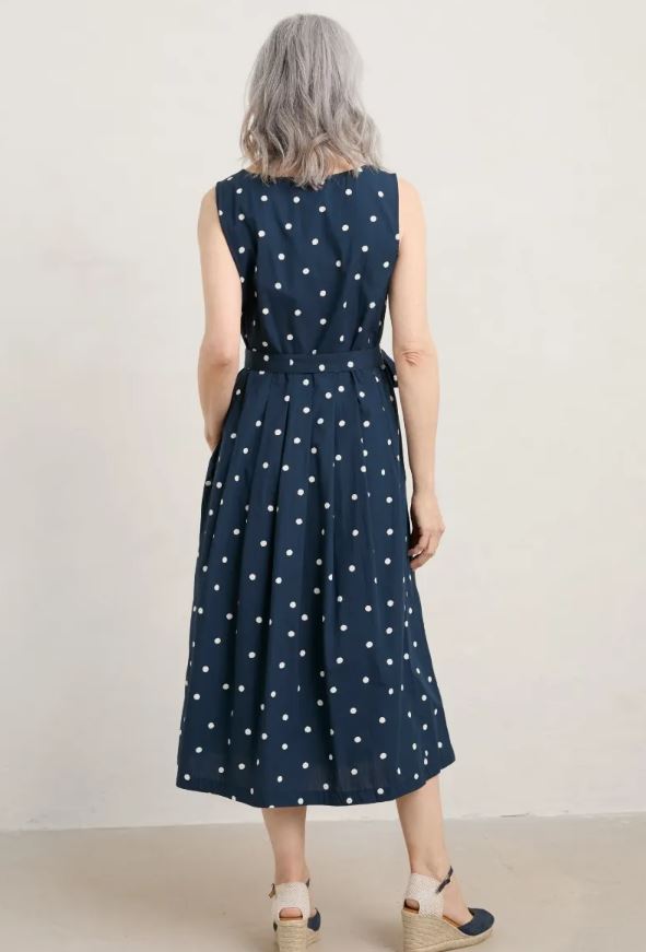 Seasalt Belle Fit & Flare Midi Dress Vintage Spot Maritime 2