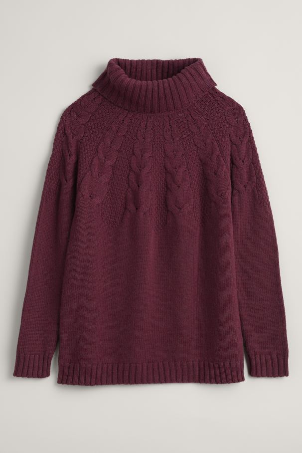 Seasalt Entwine Roll Neck Jumper Merlot 2