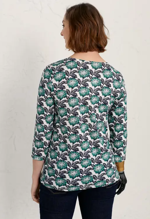 Seasalt Gypsophilia 3/4 Sleeve Top Winter Bloom Chalk 2