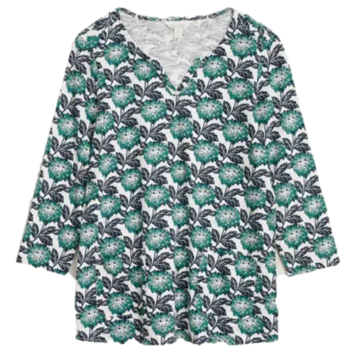 Seasalt Gypsophilia 3/4 Sleeve Top Winter Bloom Chalk 1