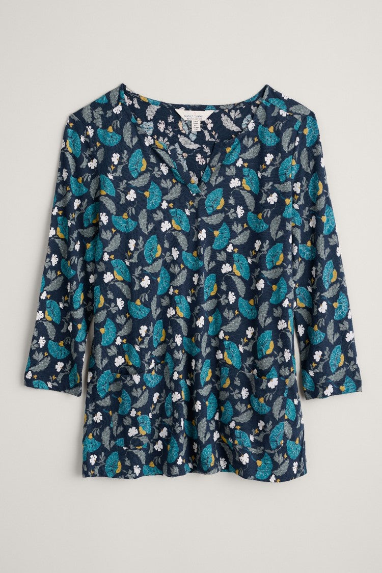 Seasalt Gypsophilia Notch Neck Top Inky Brocade Maritime 4