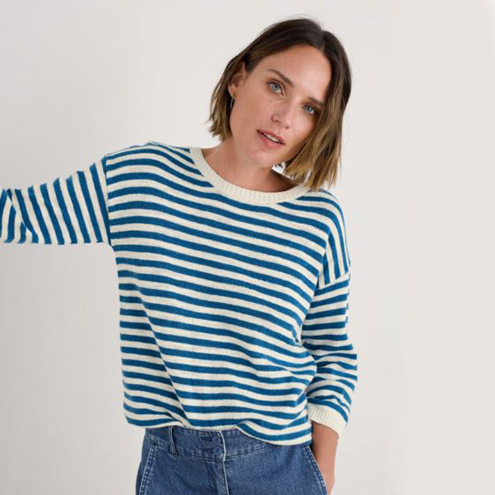 Seasalt Knavock Striped Jumper Mini Cornish Sailor Ecru