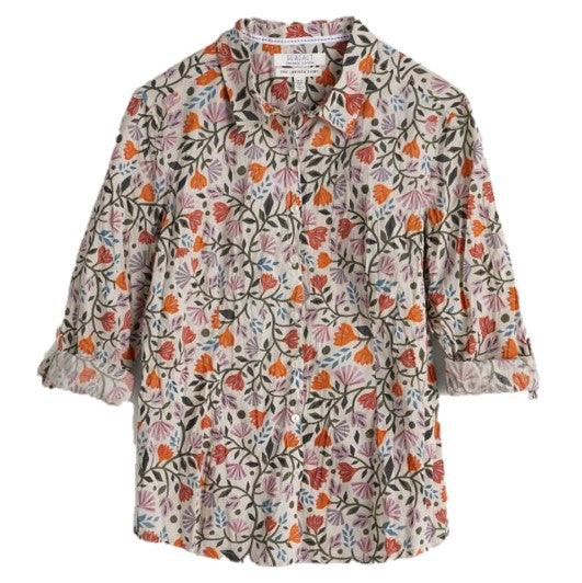 Seasalt Larissa Organic Cotton Shirt Folk Lore Bloom Aran 1