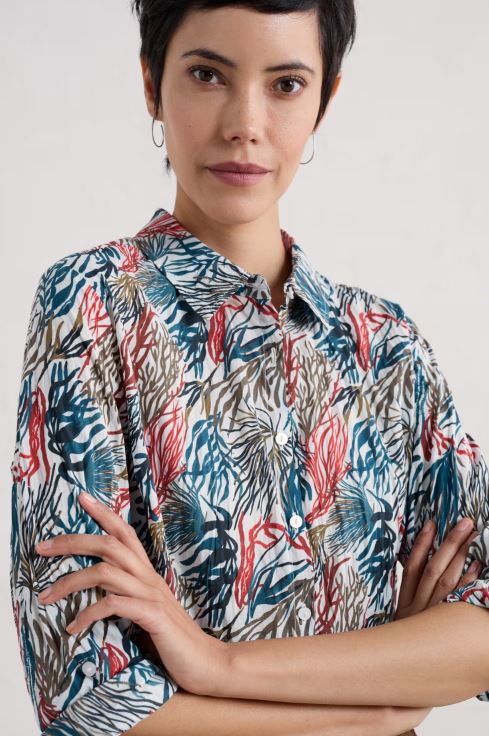 Seasalt Larissa Organic Cotton Shirt River Kelp Chalk 2