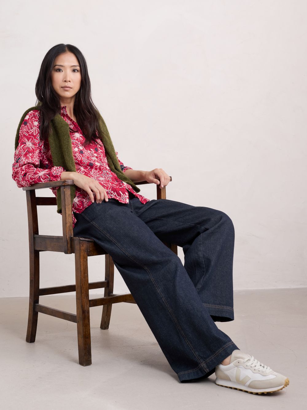 Seasalt Larissa Organic Cotton Shirt Winter Camelia Crimson 2