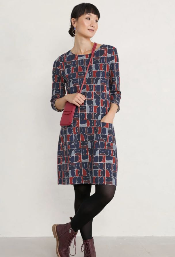 Seasalt Print Makers Jersey Dress Mousehole Windows Darknight 2