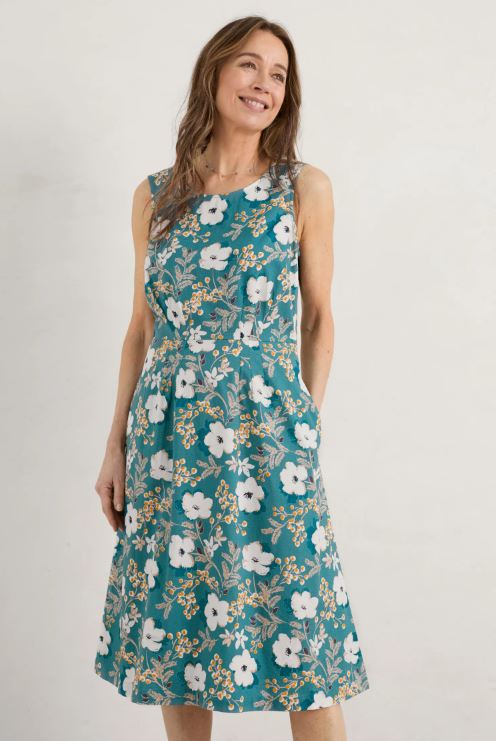 Seasalt Quick Sketch Sleeveless Dress Camelia Mimosa Estuary 2