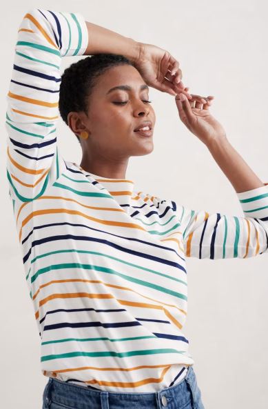 Seasalt Sailor Shirt Tri Shore Chalk Rockpool 2