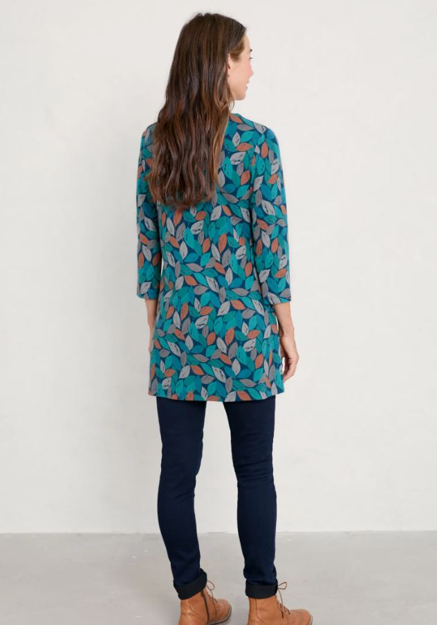 Seasalt Tall Waves Jersey Tunic Blustery Leaves Raincloud 2