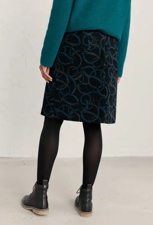 Seasalt Women's Ferry Crossing Skirt Aerial Landscape Onyx 4