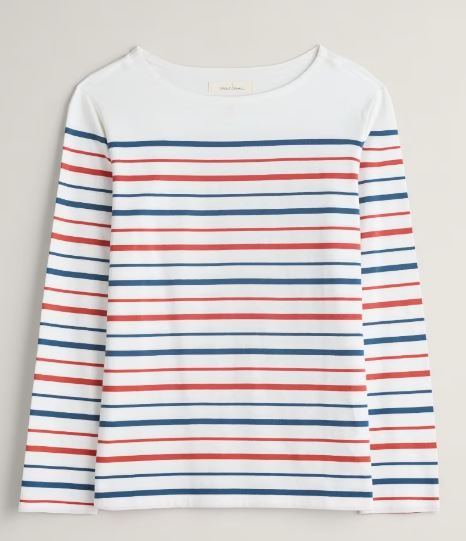 Seasalt Women's Sailor Shirt Tri Shore Chalk Rockpool 1