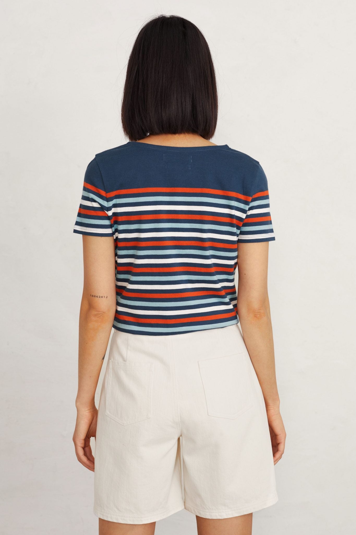 Seasalt Women's Sailor T-Shirt Falmouth Tri Dark Satsuma 3