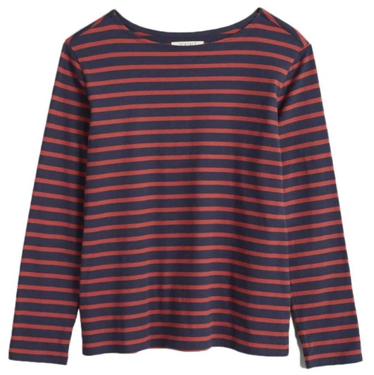 Seasalt Women's Sailor Top Breton Magpie Dark Cinnamon 1