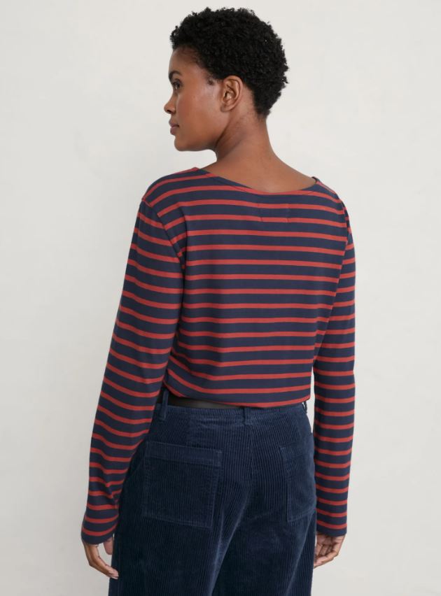 Seasalt Women's Sailor Top Breton Magpie Dark Cinnamon 4