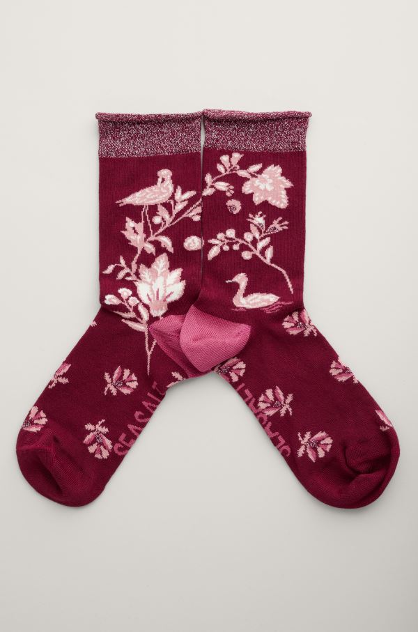 Seasalt Women's Snowy Scenes Socks Tapestry Birds Jam 2