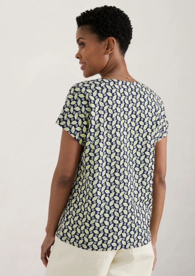 Seasalt Women's Studio Glass V-neck Jersey Top Climbing Leaf Maritime 4