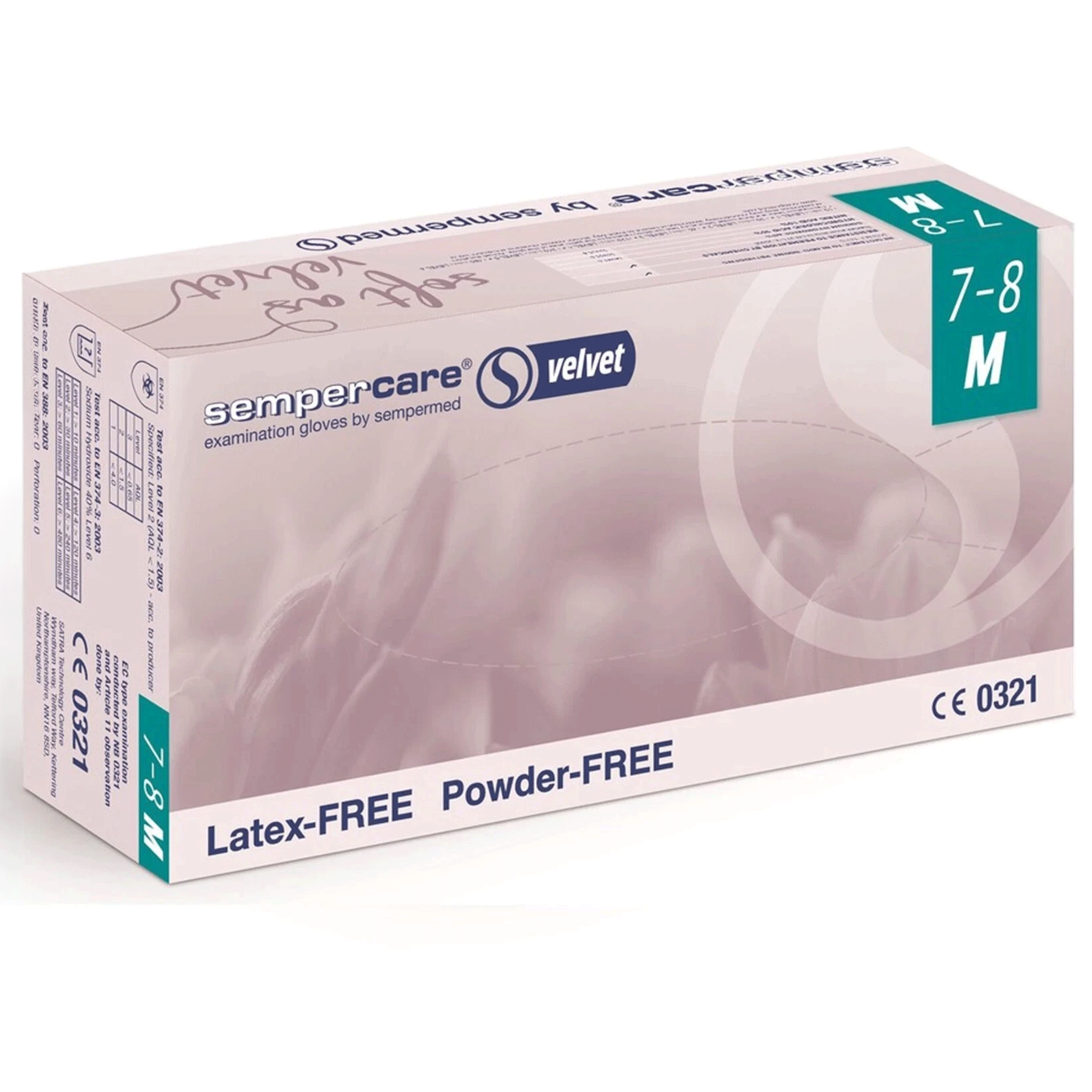 Sempercare Velvet Powder Free Blue Nitrile Disposable Gloves Box of 100