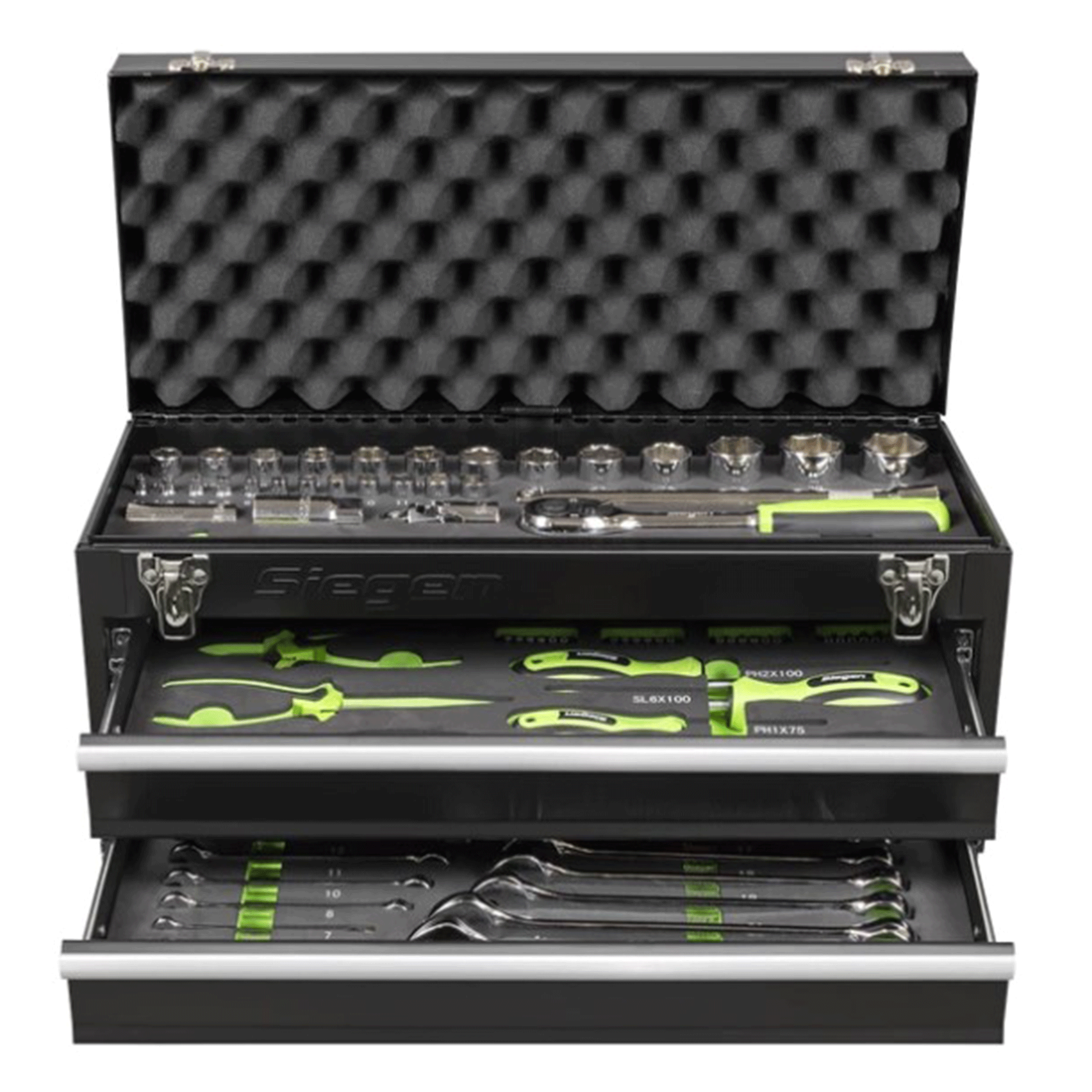 Siegen 2 Drawer Portable Tool Chest with 90pc Tool Kit S01055