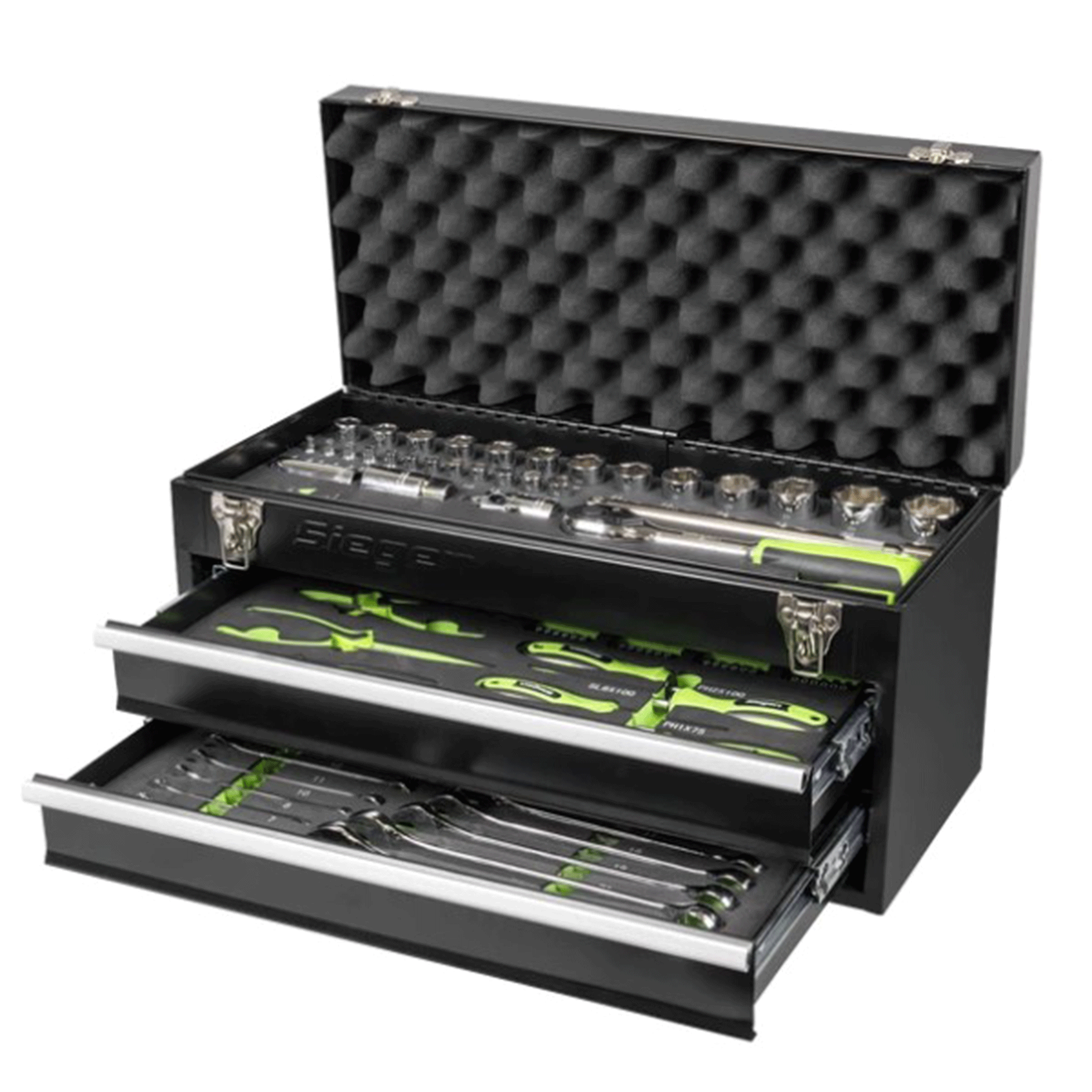 Siegen 2 Drawer Portable Tool Chest with 90pc Tool Kit S01055