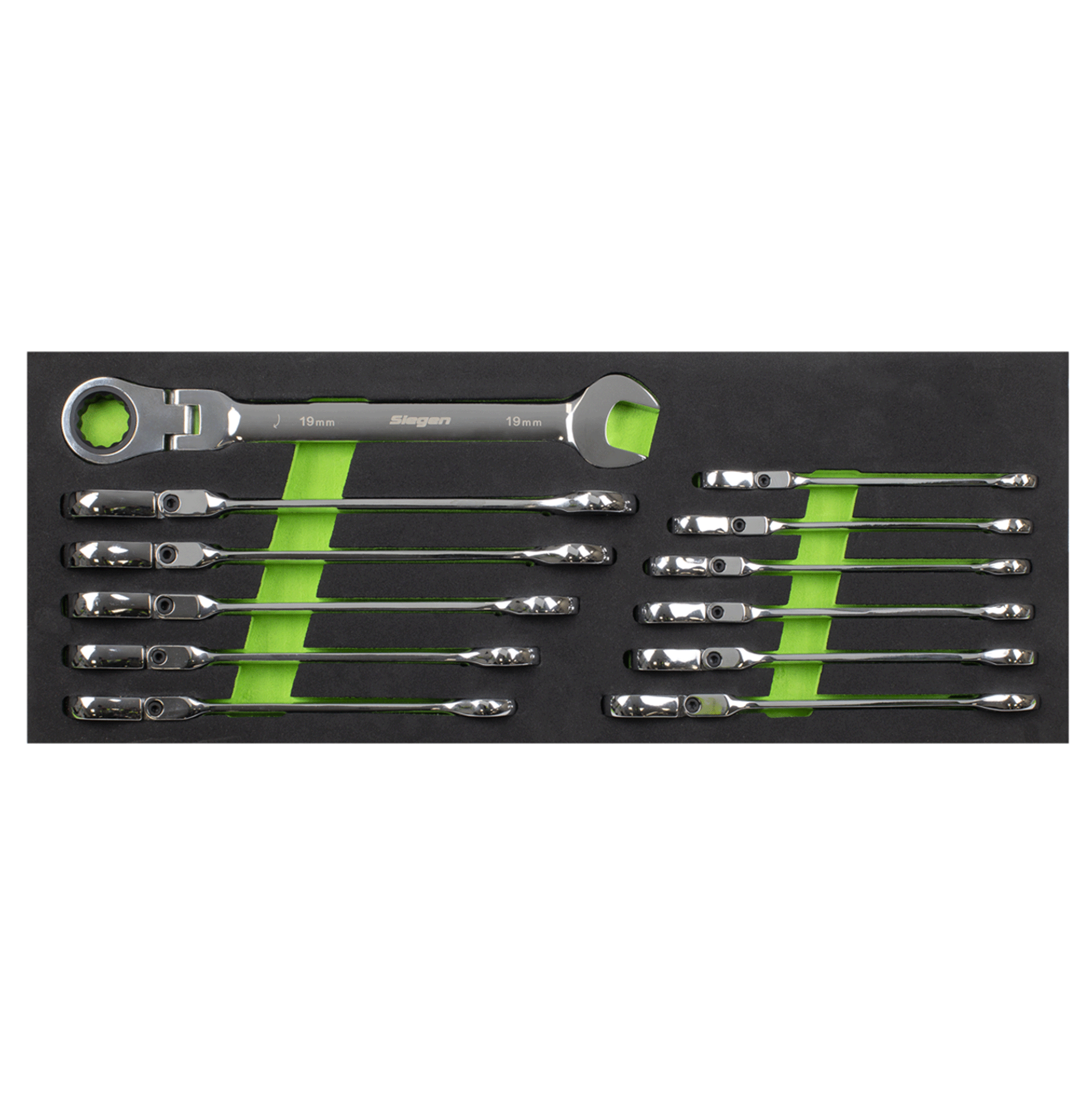 Siegen by Sealey Flexi-Head Combination Ratchet Spanner Set 12pc