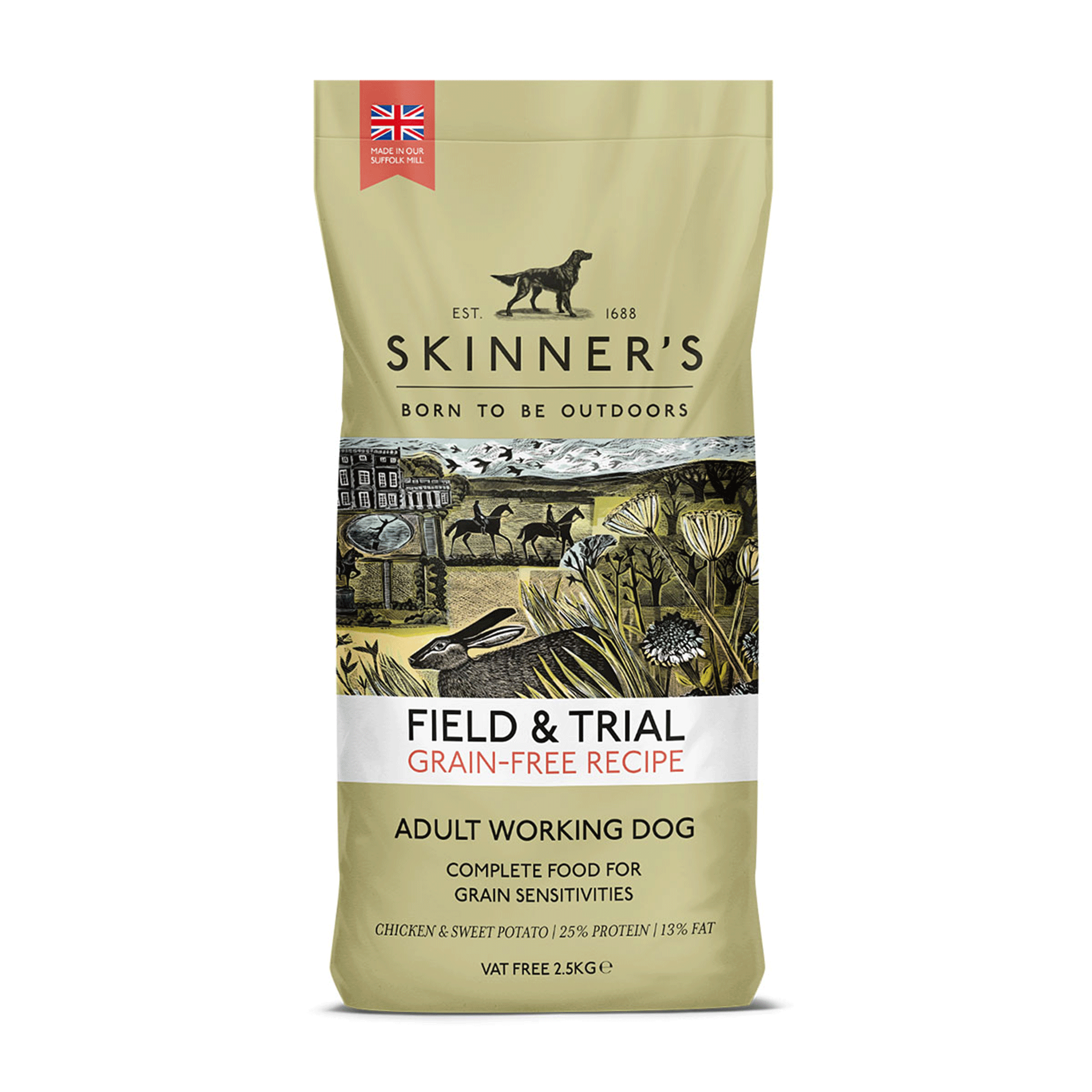 Skinner's Field & Trial Grain Free Adult Chicken & Sweet Potato Dry Food - 2.5 kg bag