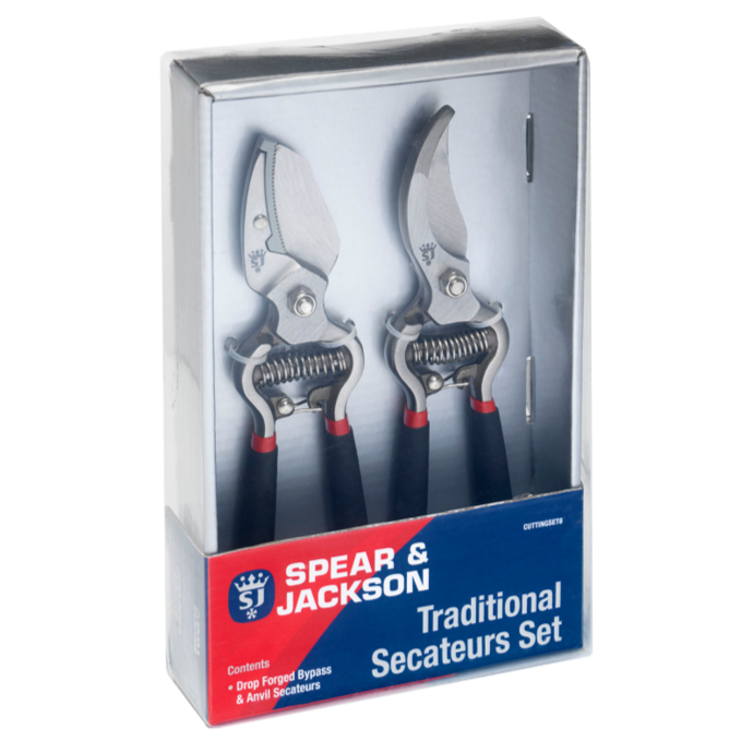 Spear &amp; Jackson Traditional Drop Forged Bypass &amp; Anvil Secateurs Twin Set