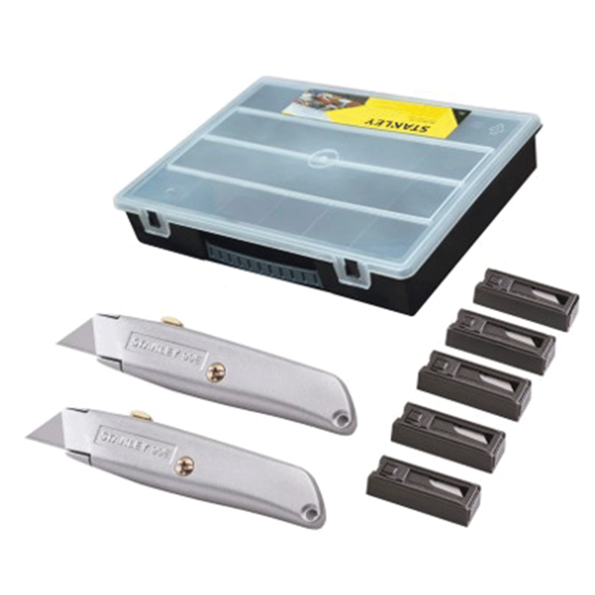 Stanley 99E Retractable Trimming Knives Twin Pack, 50 Blades & Organiser