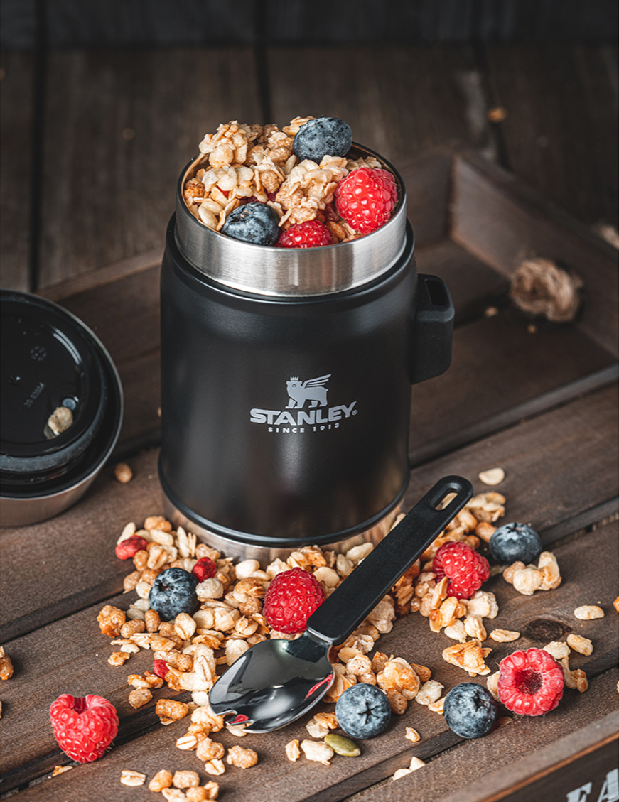 Stanley Classic Legendary Food Jar + Spork 0.4L Matte Black Pebble