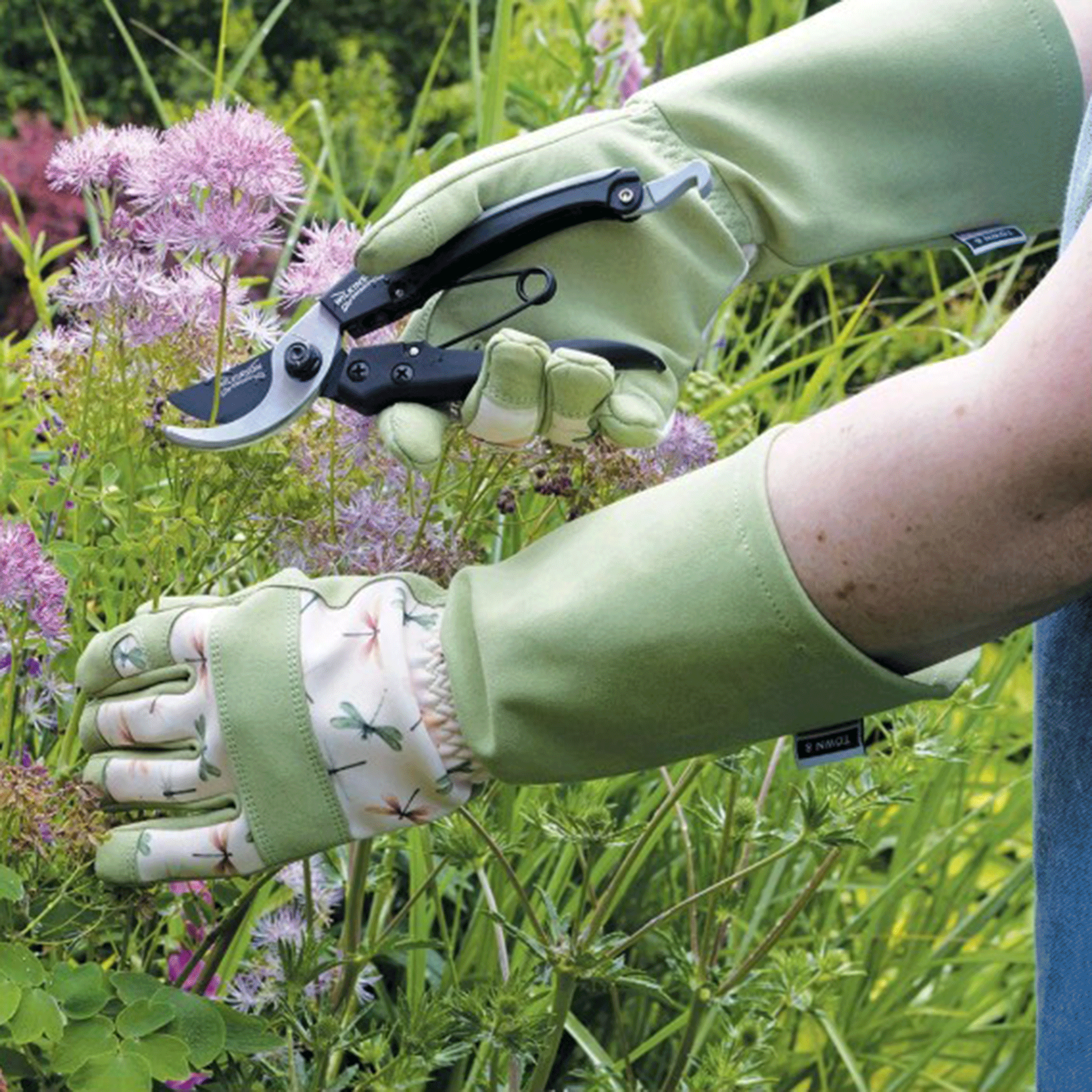 Town & Country Dragonfly Pruning Gauntlet Gloves Green