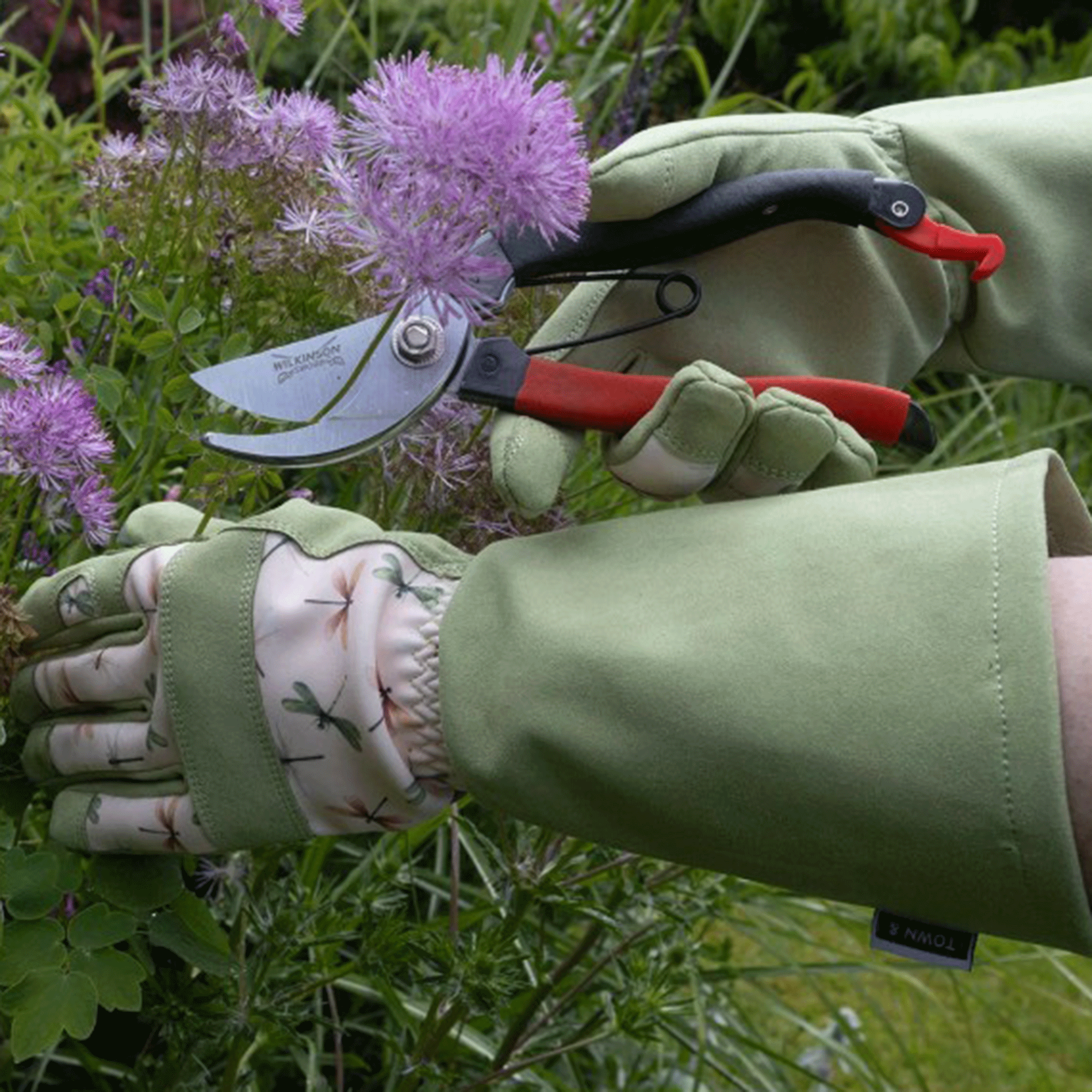 Town & Country Dragonfly Pruning Gauntlet Gloves Green