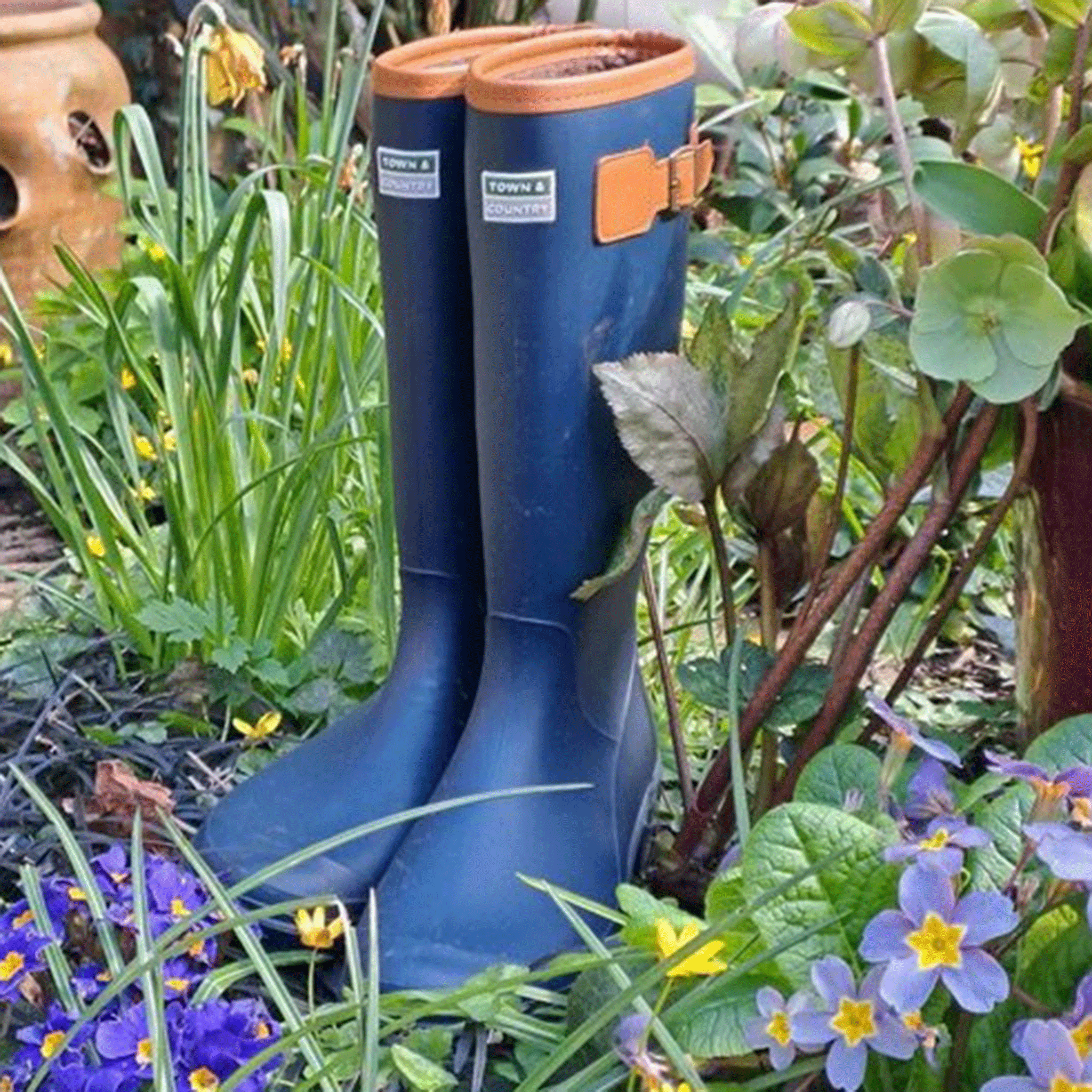 Town & Country Fleece Lined Burford Wellington Boots Navy