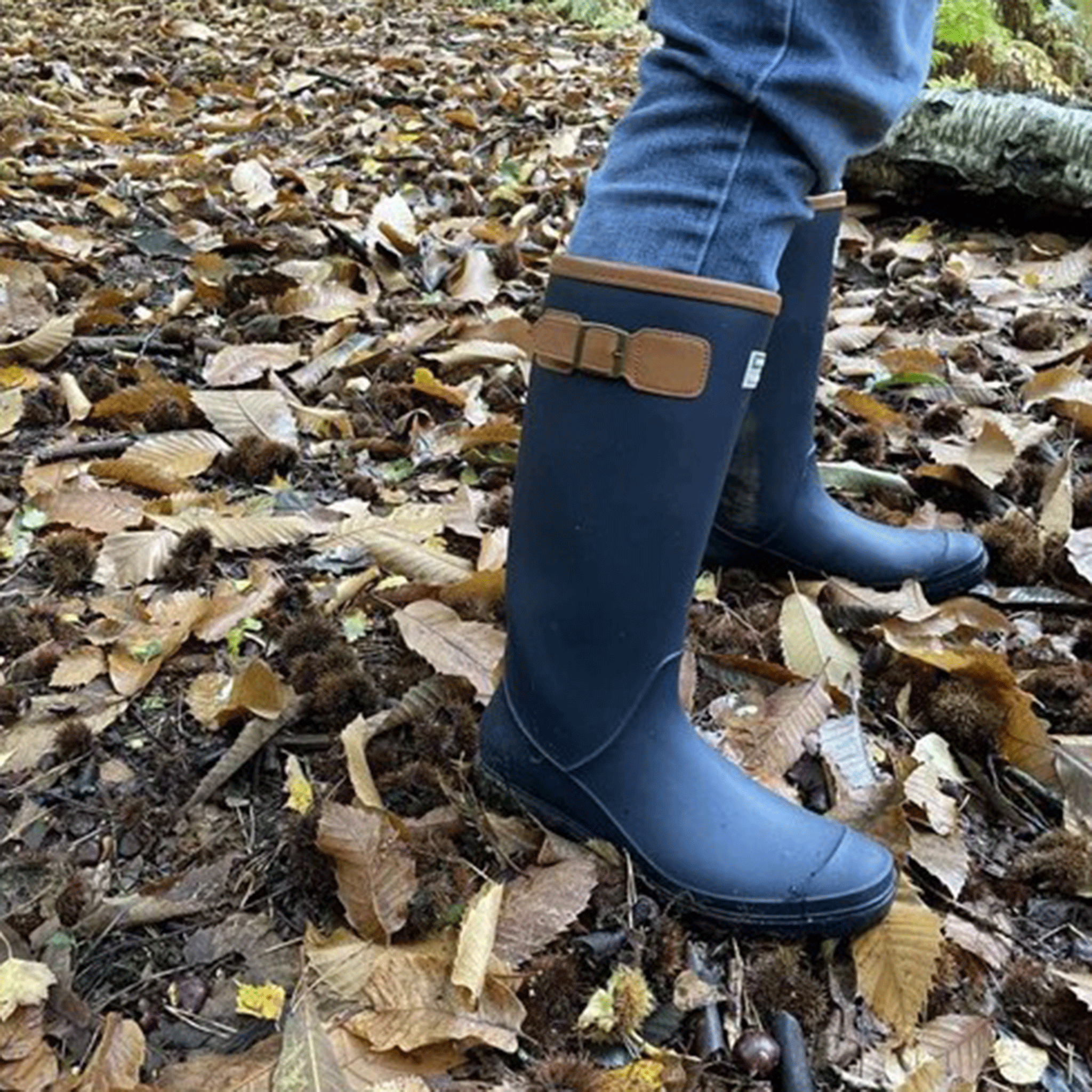 Town & Country Fleece Lined Burford Wellington Boots Navy
