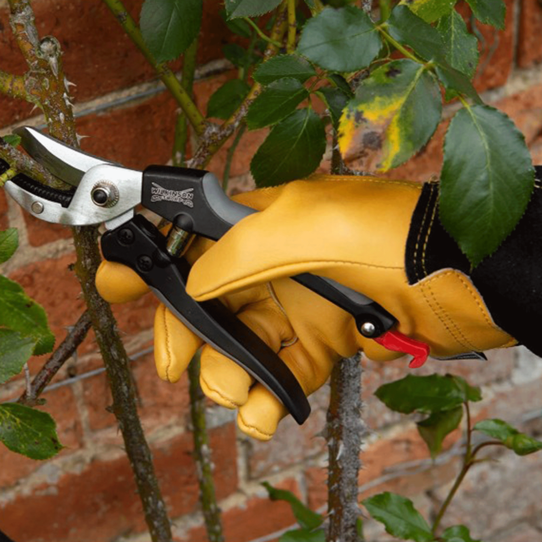 Town & Country Premium Leather Gauntlet Gloves Yellow-Black