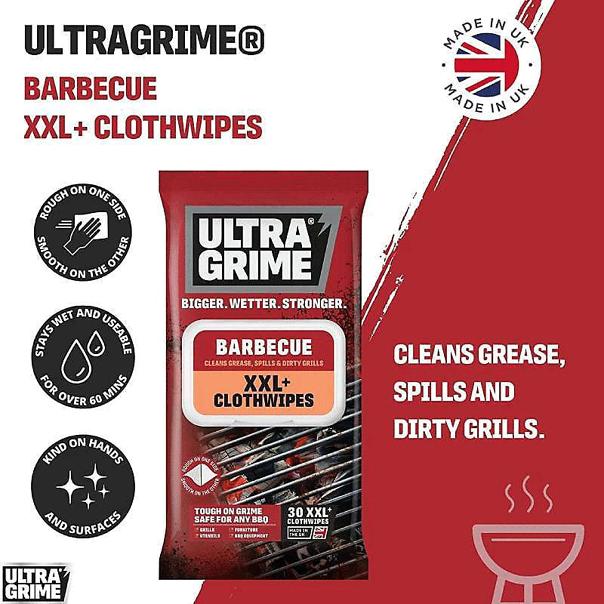 UltraGrime LIFE BBQ XXL+ Cleaning Clothwipes 30 Pack