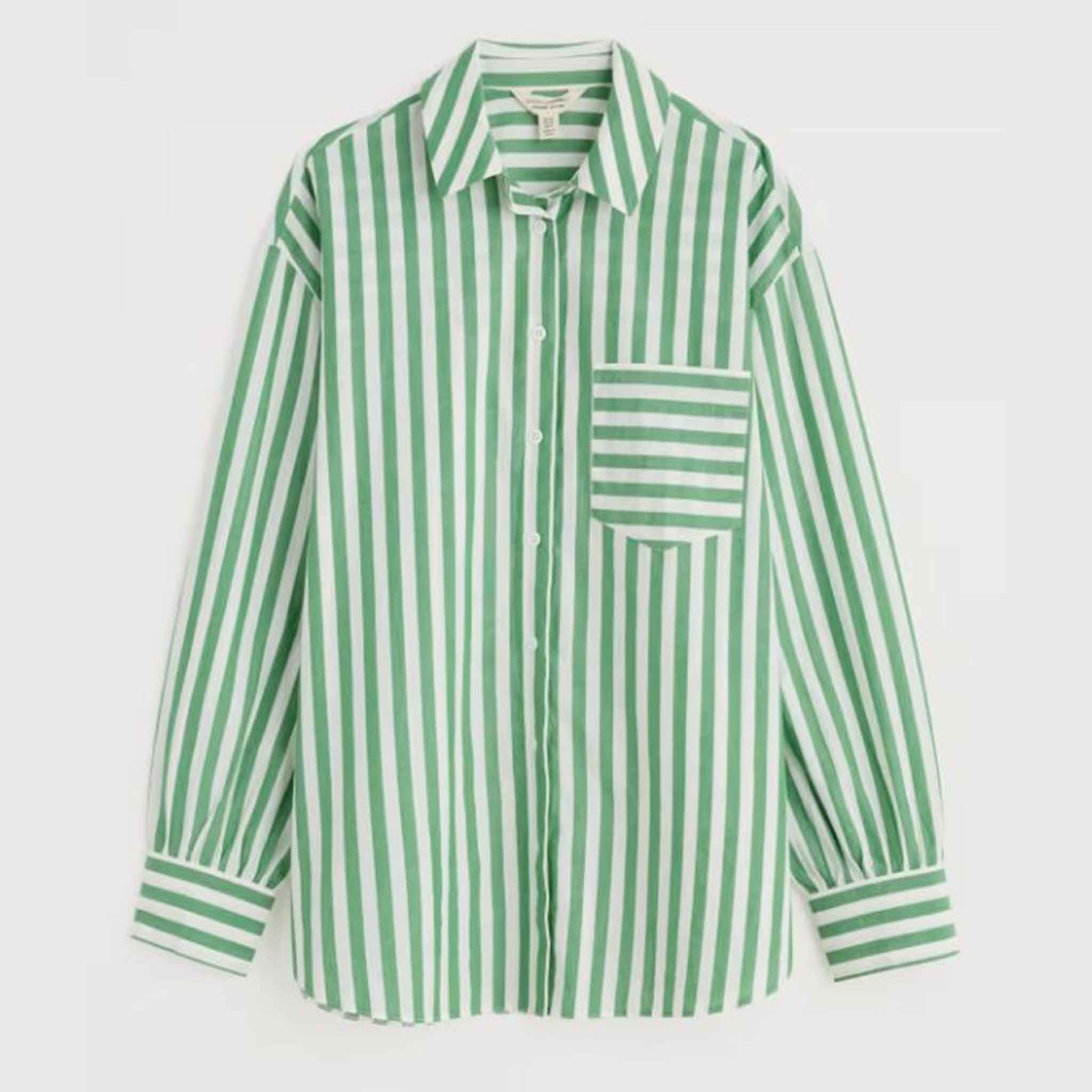 Seasalt Sea Path Oversized Mini Scallion Stripe Shirt Hedgerow