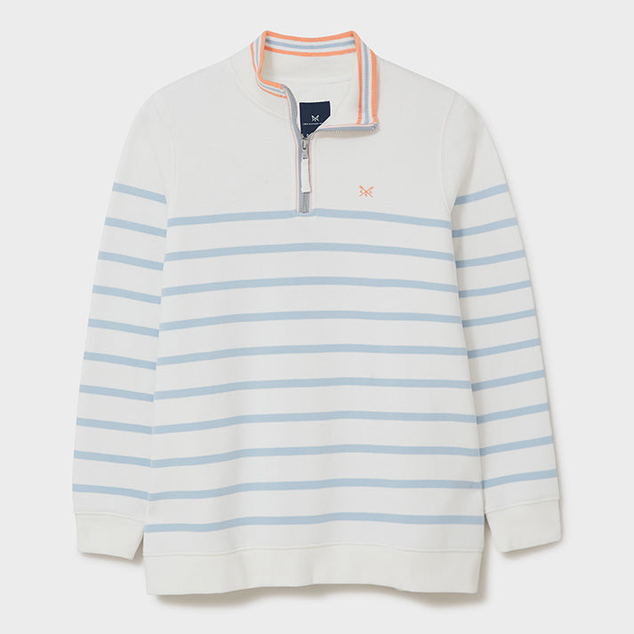 Crew Women's Half Zip Sweatshirt Blue-White Stripe