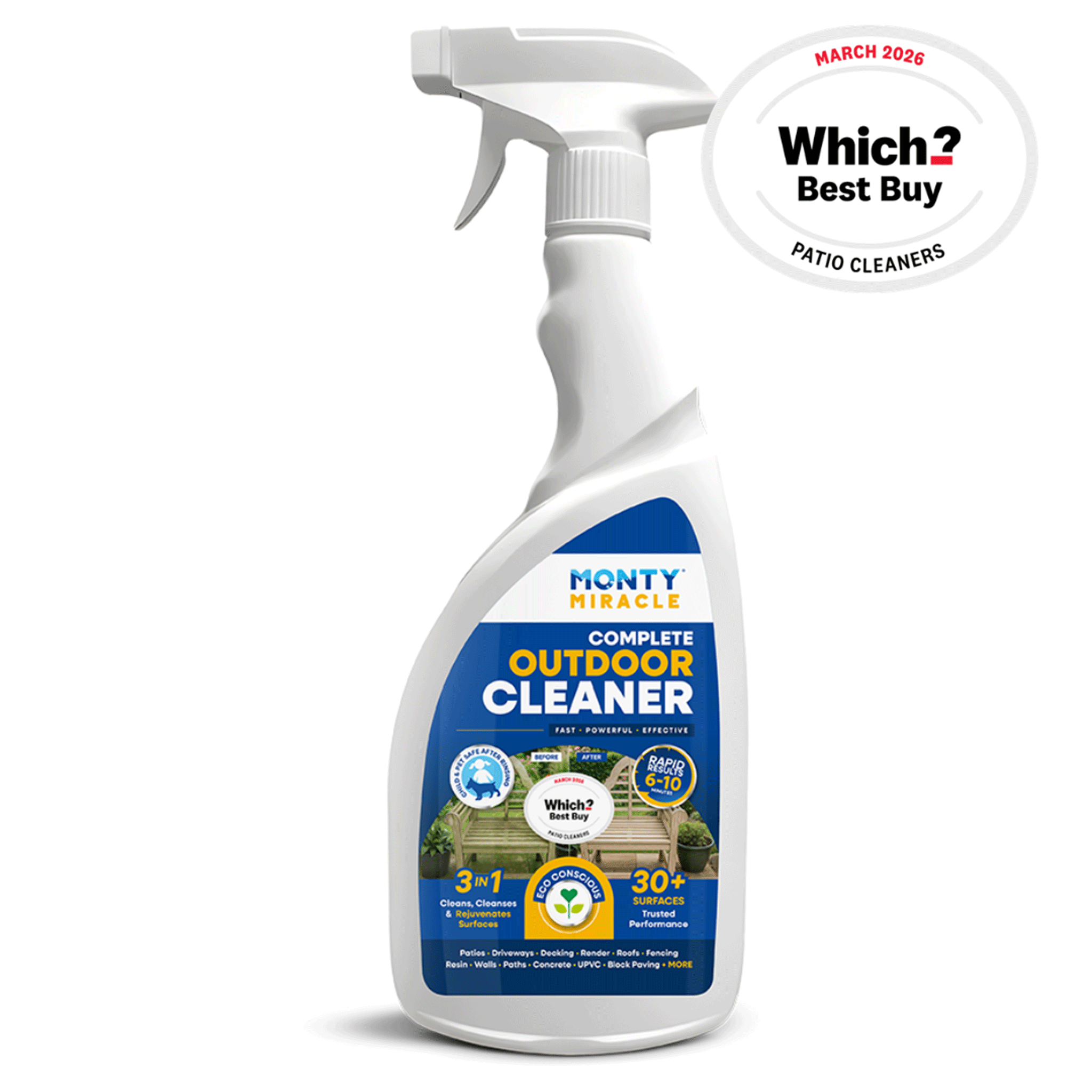 Monty Miracle Complete Outdoor Cleaner 750ml Ready To Use Spray Bottle