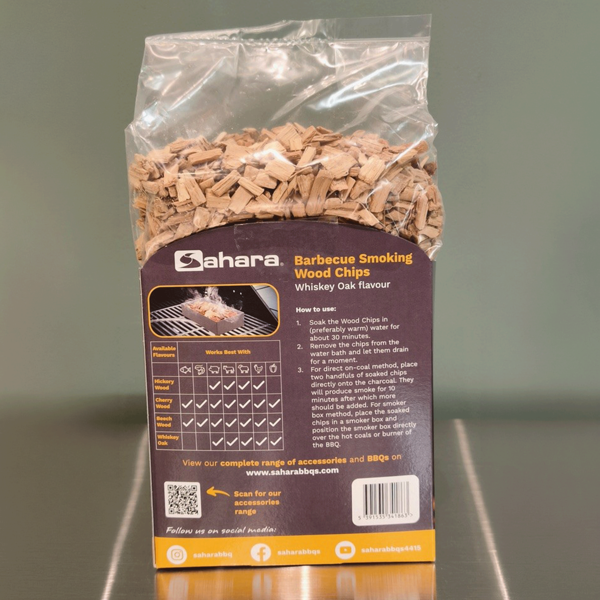 Sahara BBQ Premium Smoking Wood Chips Whiskey Flavoured Oak