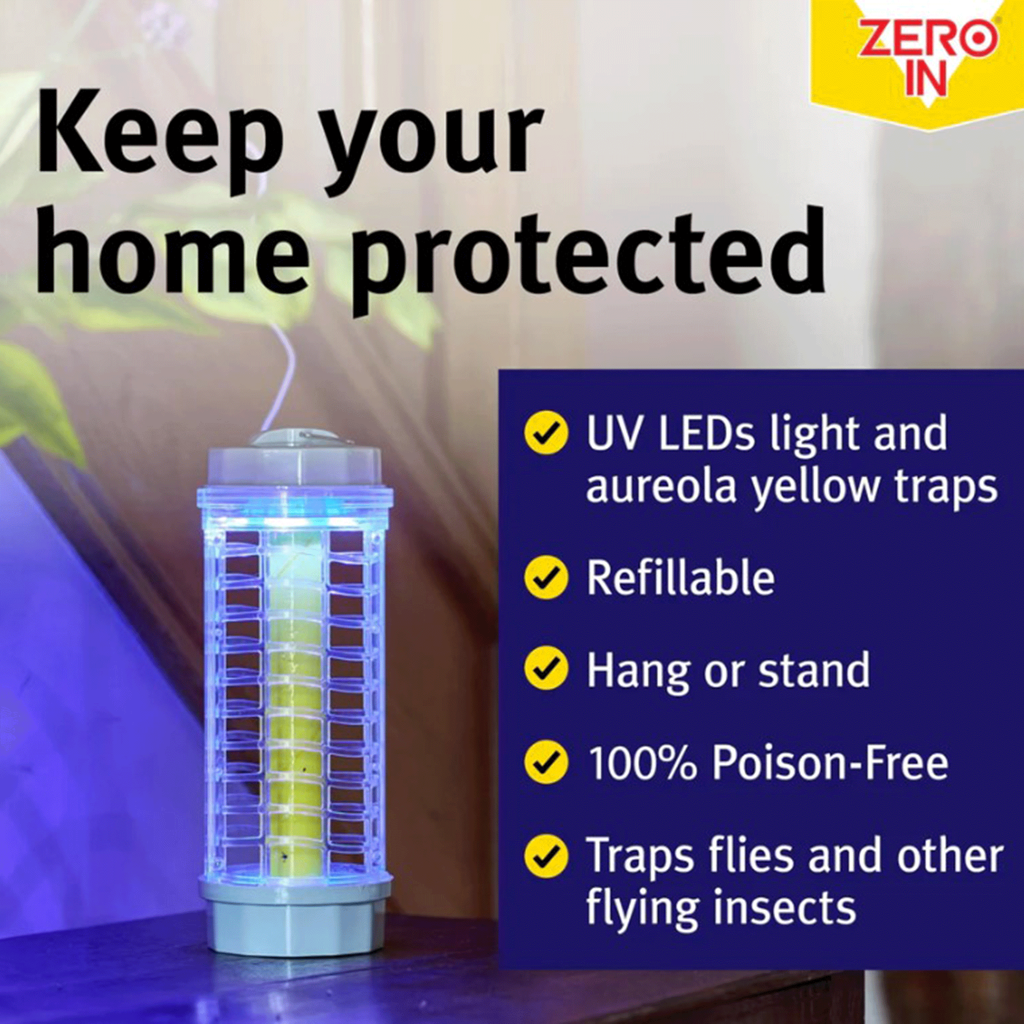 Zero In UV Light Kitchen Insect Killer Plug-In Fly Trap