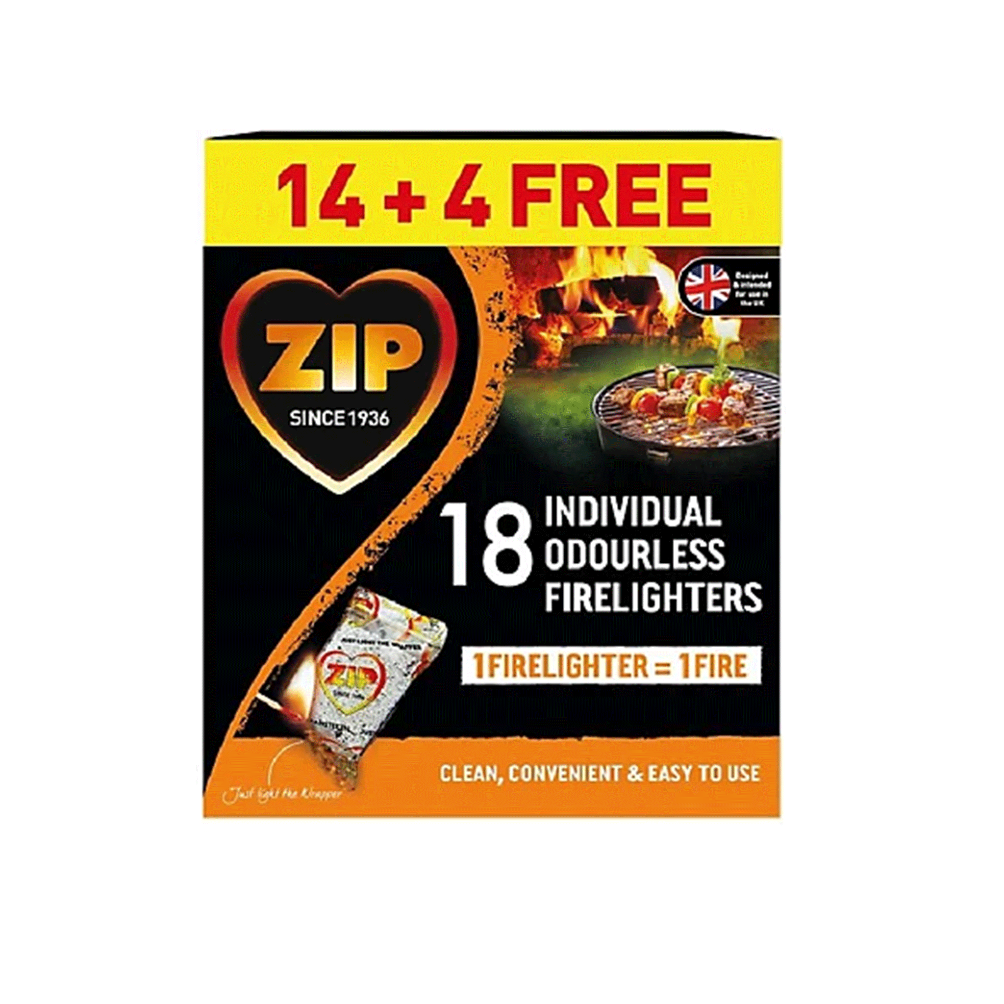 Zip Fast & Clean Wrapped Firelighters Pack of Eighteen