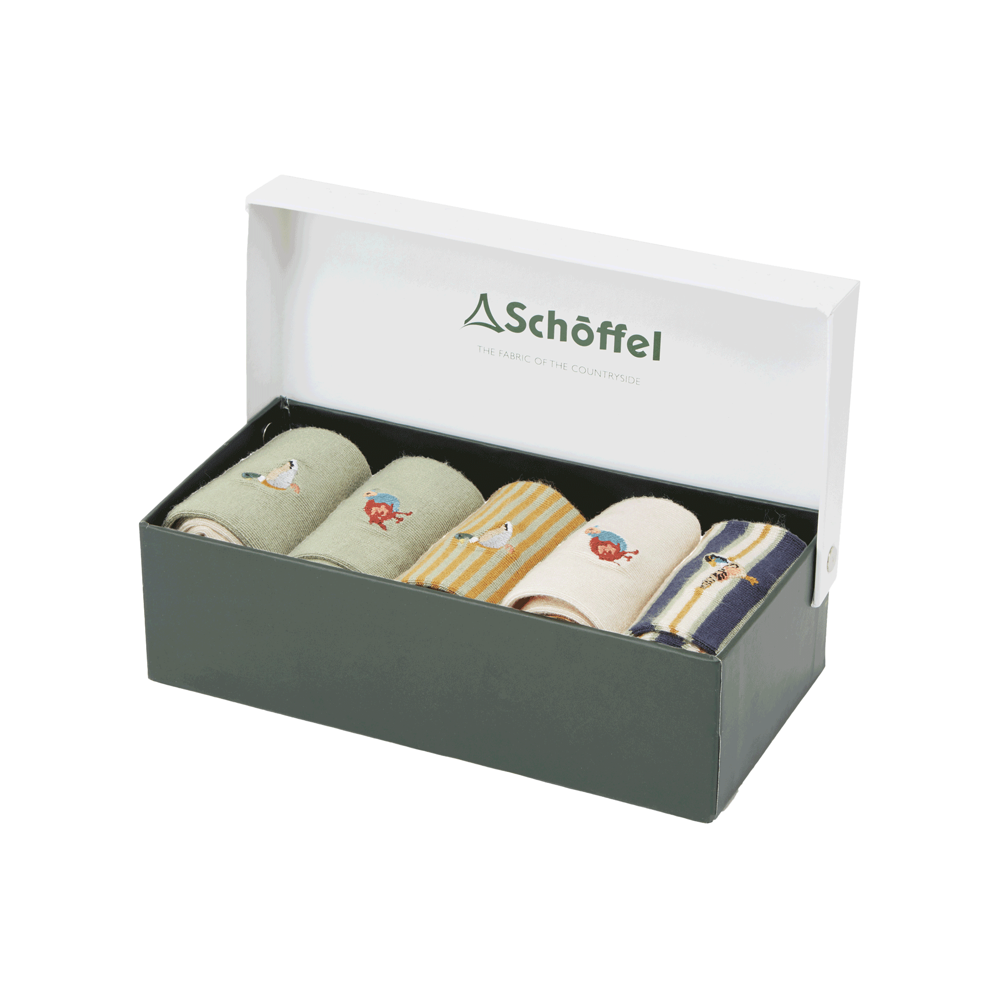 Schoffel Men's Bamboo Sock (Box Of 5) - Game Birds Colourway