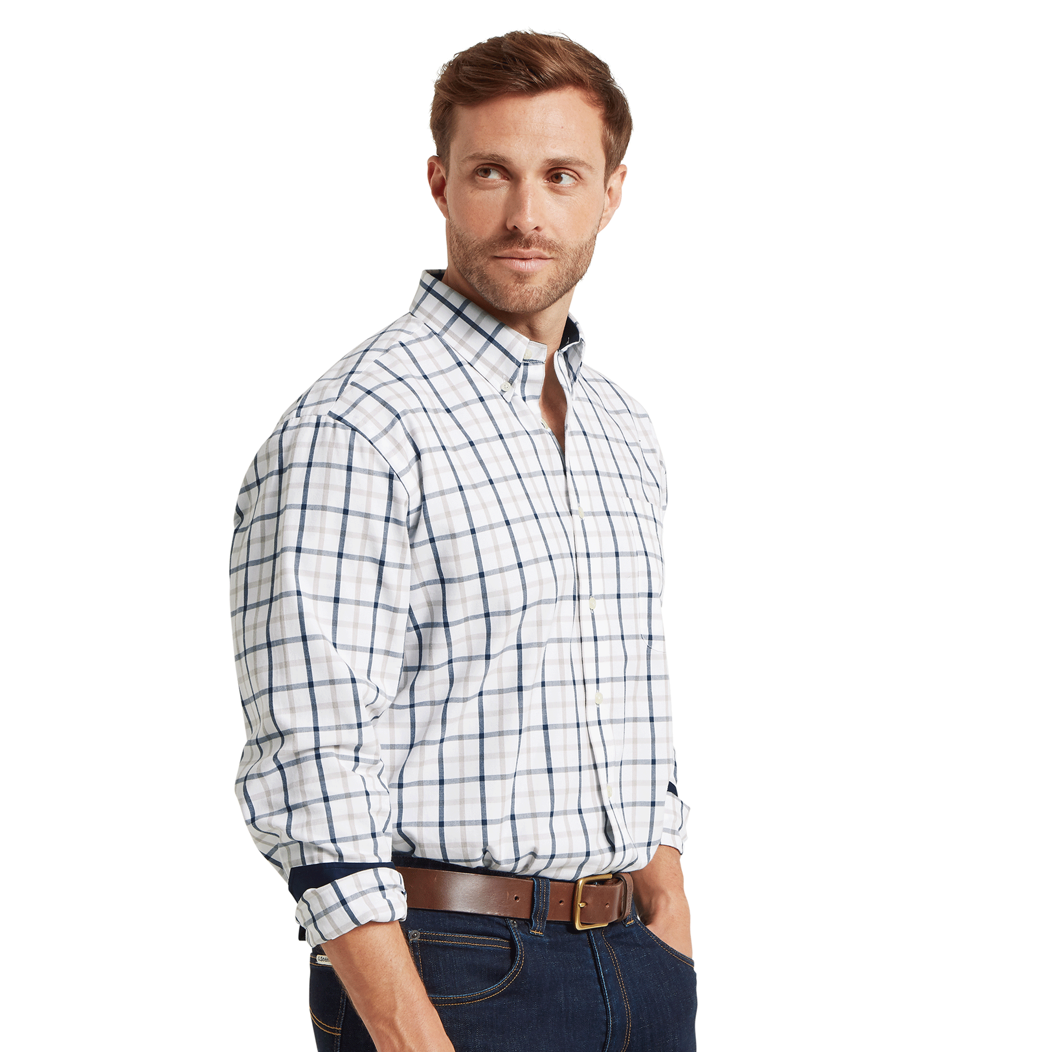 Schoffel Brancaster Classic Shirt in Oxford Navy Check
