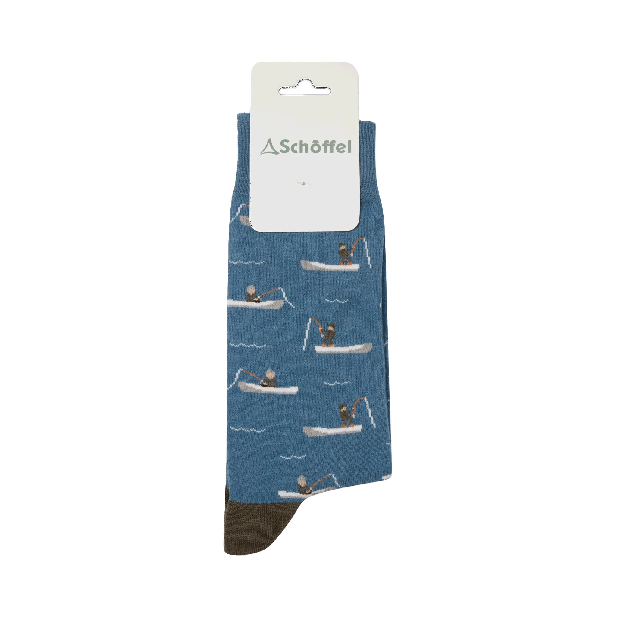 Schoffel Mens Cotton Socks - Blue Fishing Boats