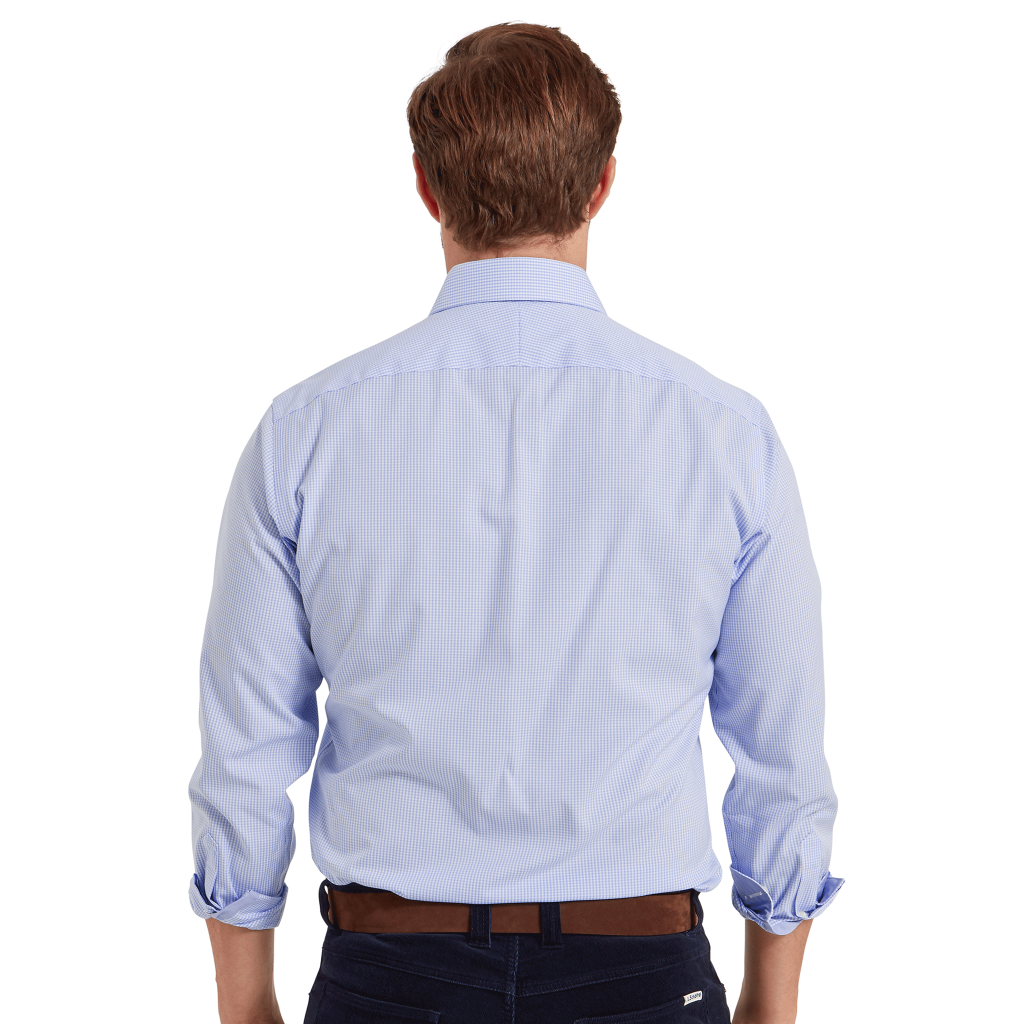 Schoffel Greenwich Tailored Shirt in Light Blue Micro Check
