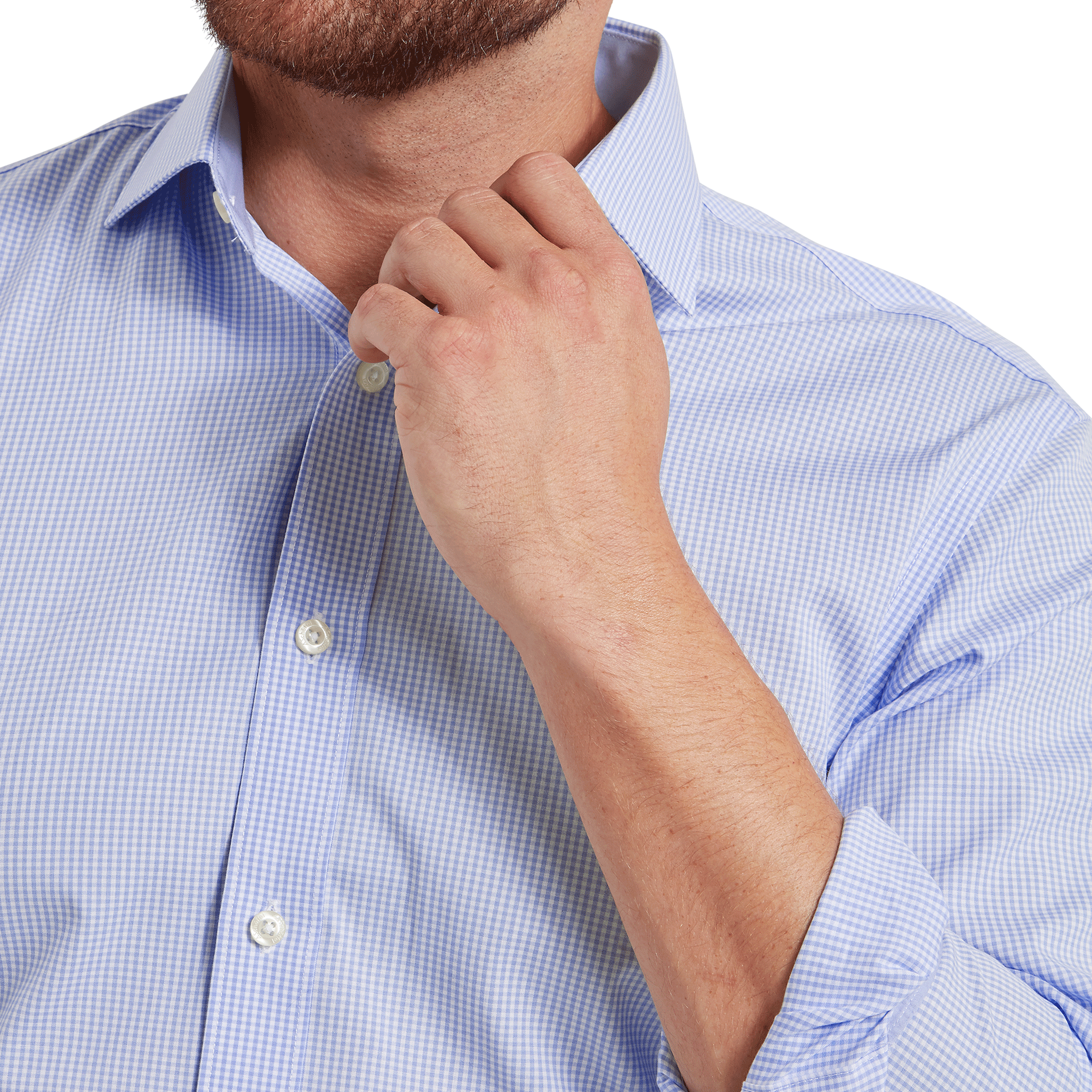 Schoffel Greenwich Tailored Shirt in Light Blue Micro Check